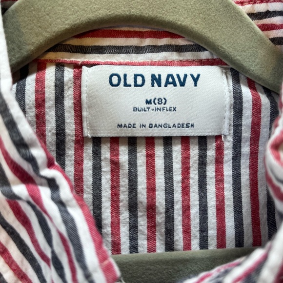 Old Navy button-down shirt, red and grey stripe (perfect for 4th of July! - Picture 2 of 2